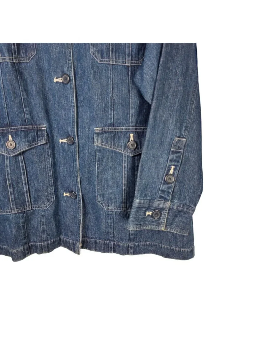 Vintage Quizz Denim Chore Coat Barn Jacket Women 3XL Blue 90s Y2K Boho Fisherman